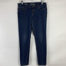 Red Blue Denim Jeans Women's 9 Skinny Mid Rise Med Wash Stretch Casual Basic