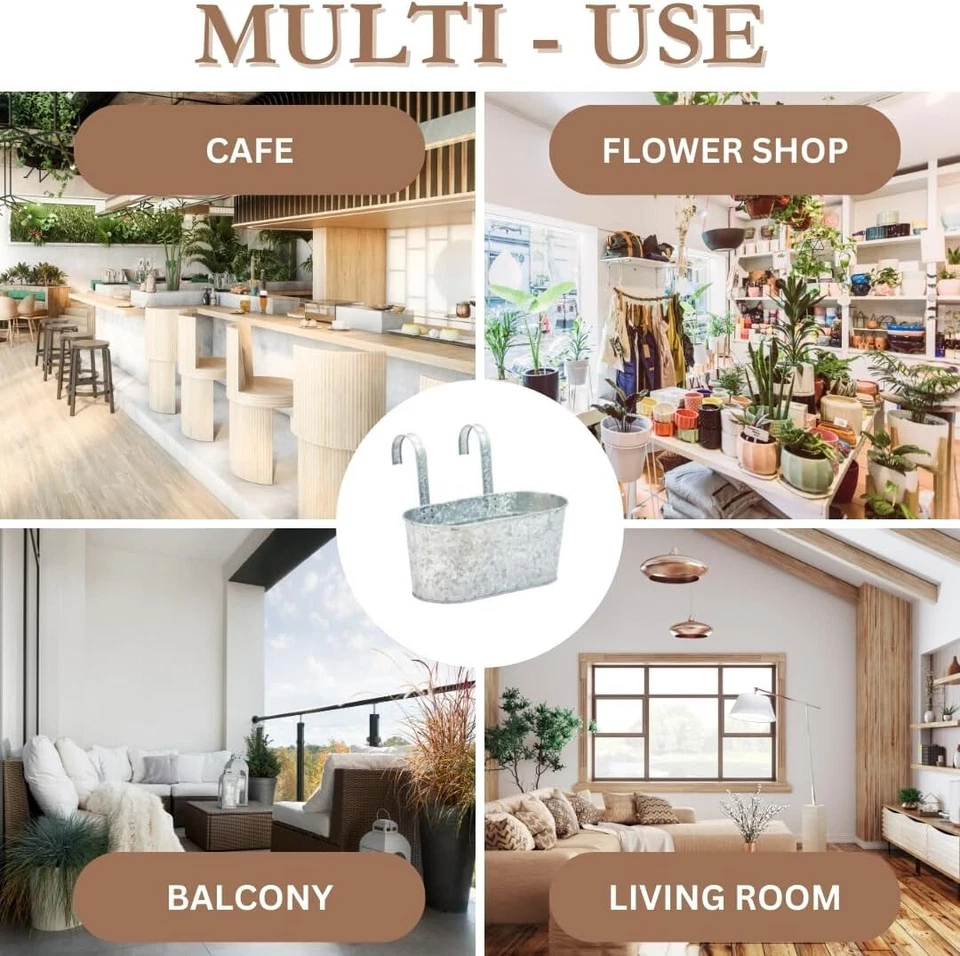 Hanging Garden Flower Planter Window Box Trough Metal Large Pot Fence Balcony x1 - Image 4 of 4