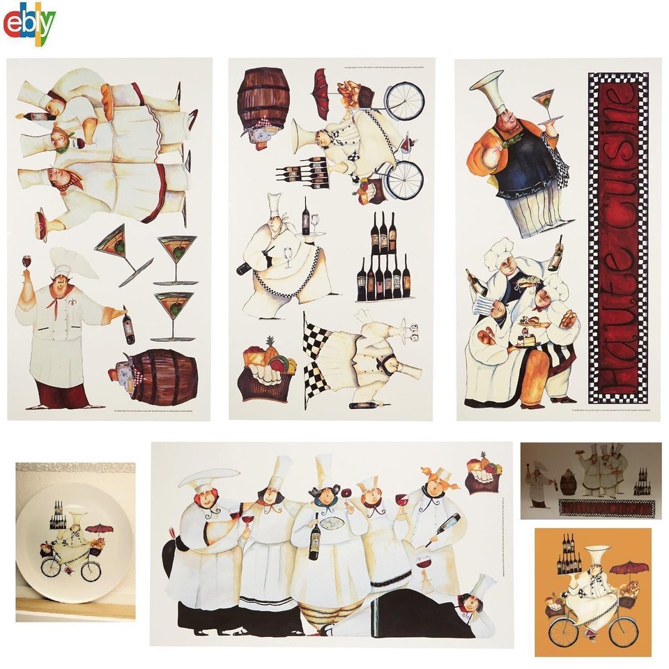 Italian Fat Chefs Wall Decals Kitchen Chef Stickers Cooking Cafe ...