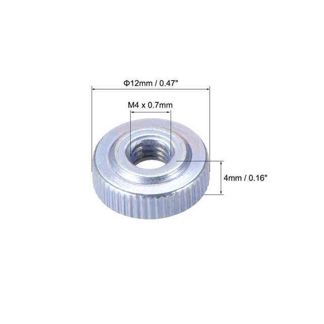Knurled Thumb Nuts, M3M10 Female Threaded Thin Type Carbon Steel Zinc