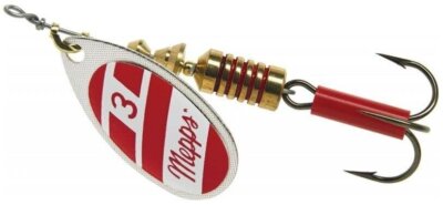 Mepps Aglia Spinner 1/4 Oz Red White Silver Treble Hook