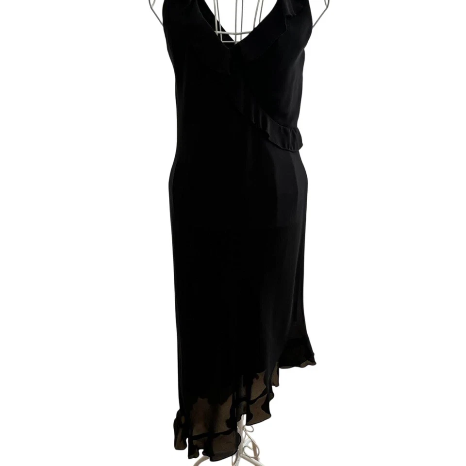 Vintage Black Flowy Asymmetrical City Triangles Maxi Dress Size: 7/8  - Image 2 of 4