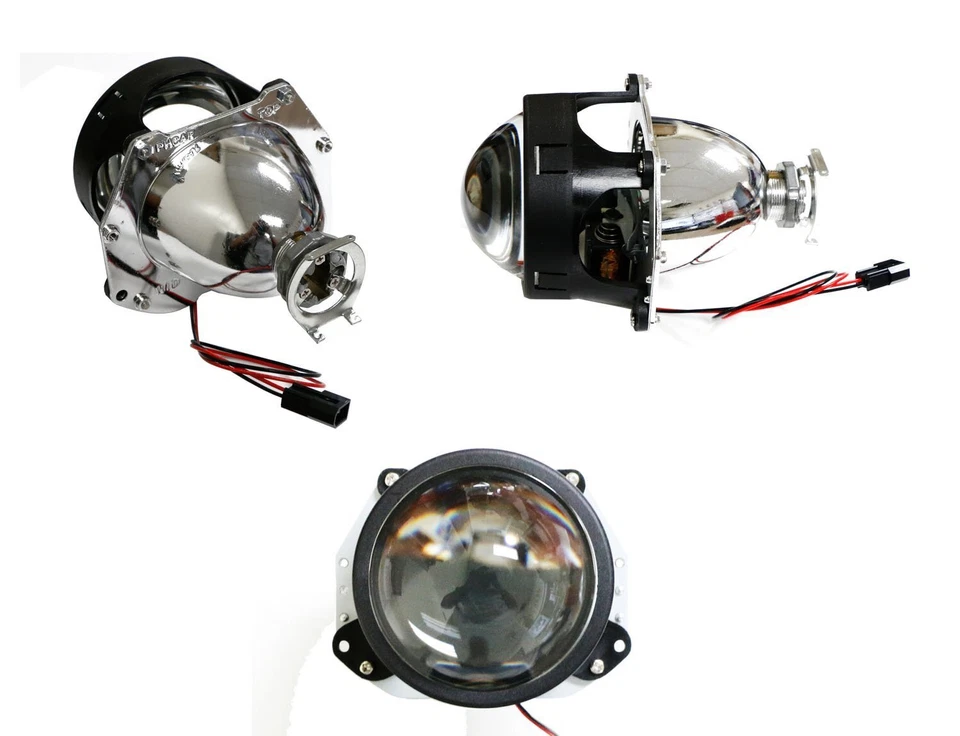 3.0" H1 Bi-Xenon Projector Lens For Headlights w/ Porsche Style 4-LED DRL Shroud - Image 2 of 4