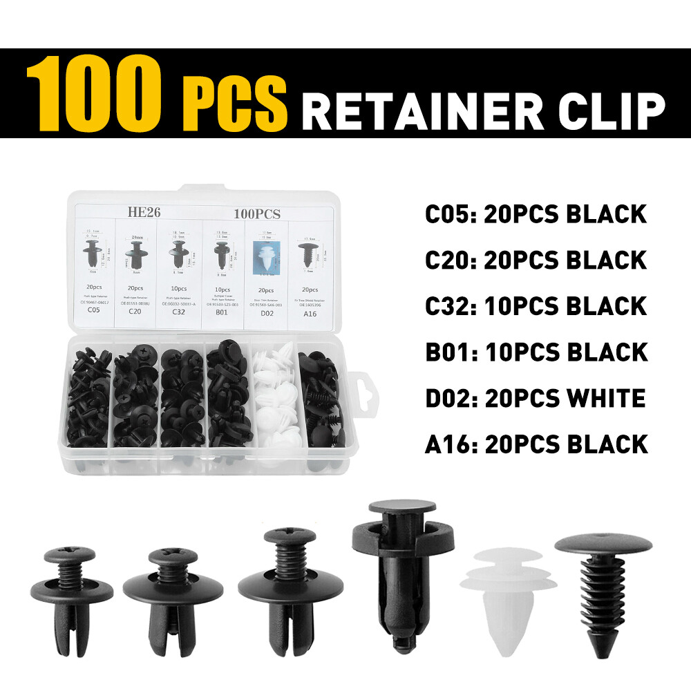 100 PCS Bumper Hood Fender Moulding Side Garnish Grille Retainer Clip For Ford