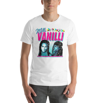 MILLI VANILLI Retro 90s Style Graphic White Tee Short-Sleeve