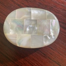VINTAGE MOTHER OF PEARL BELT BUCKLE EUC NO DAMAGE 2 X 1 1/2