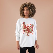 Floral Chicken Sweatshirt, Cozy Jumper with Unique Design, Floral Hen