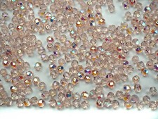 Czech Fire Polished Round Faceted Glass Beads Light Rose AB pink Aurora Borealis