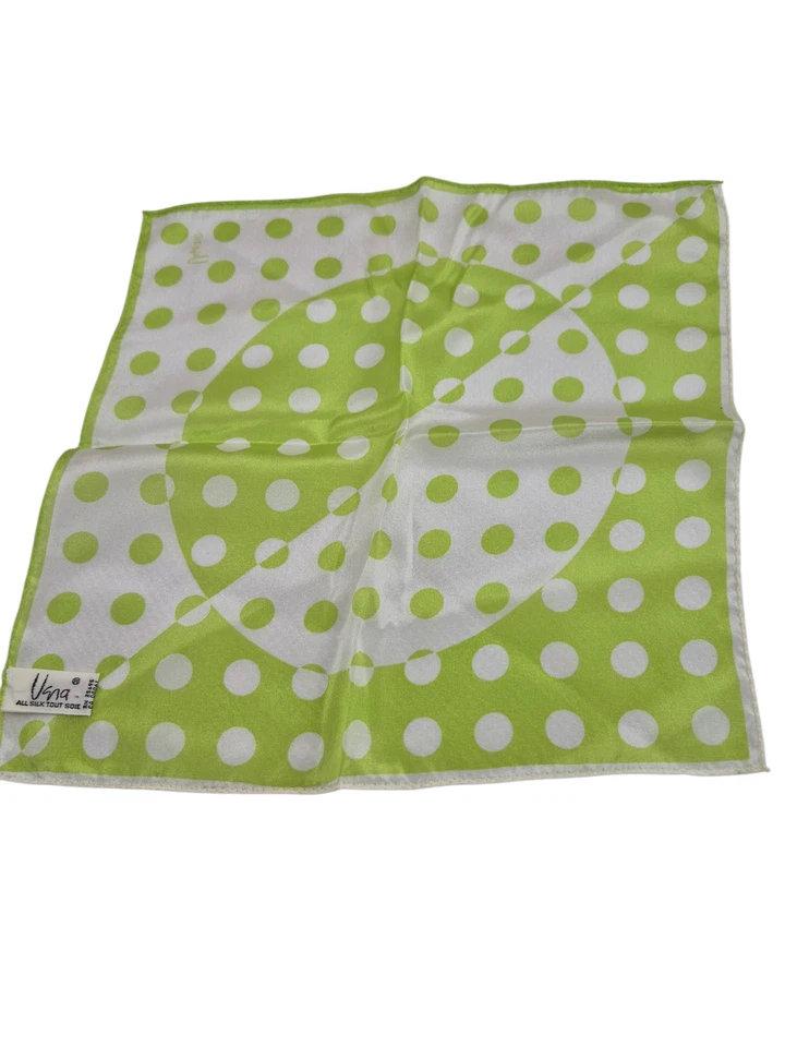 Juego de 2 Bufandas de Seda Vera Rayas Negras Lunares Verdes 11/11" Hechas en Japón Foto 3 de 4