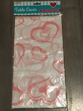 NWT Pink Hearts Table Cover in Pink and White 54 in. X 108 in.