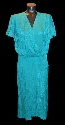 Lauren Alexandra Vintage 80s Turquoise Blue 100% Silk Casual Dress size 8 |  eBay