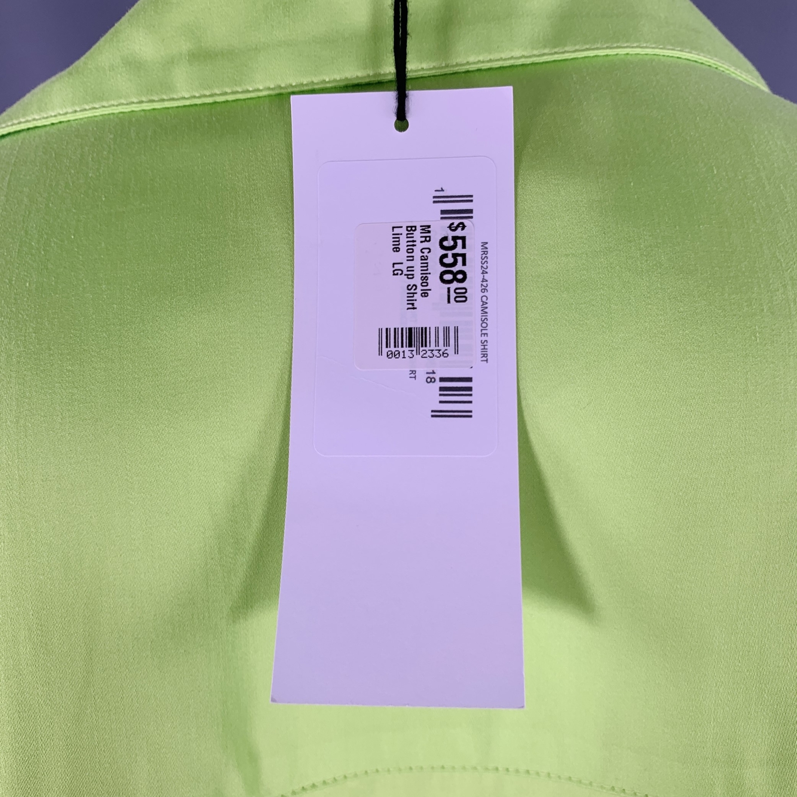 MARTINE ROSE Size L Lime Green Mixed Fabrics Layered Short Sleeve Shirt