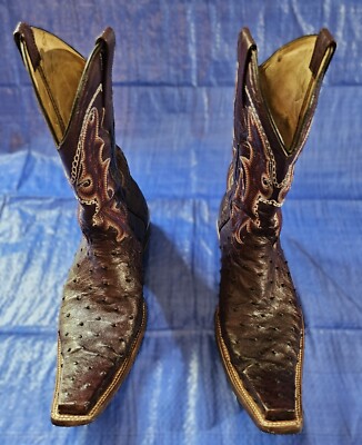 Botas El Malcreado Men Full Quill Ostrich Leather Western Cowboy Boots SZ 10.5 8094 Men main image 4