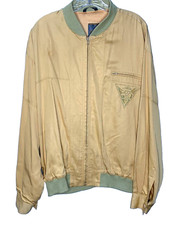 Vintage Bugatchi UOMO Men's Full Zip King Tut Embroidered Interior Jacket Medium