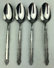 EKCO ETERNA MARY ELLEN Stainless Flatware 4 OVAL PLACE Spoons Japan Vintage