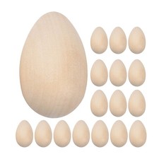 60 Pcs Wooden Eggs for Crafts Unfinished Wood Fake Eggs Home Decoration Kit