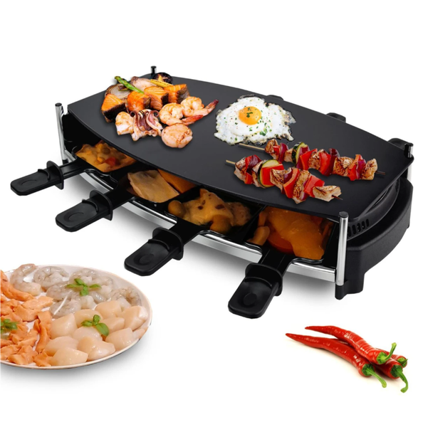 Raclette Grill Rac-1000W-Wallixa FüR 8 Personen Mit Glasplatte Syntrox Germany-image