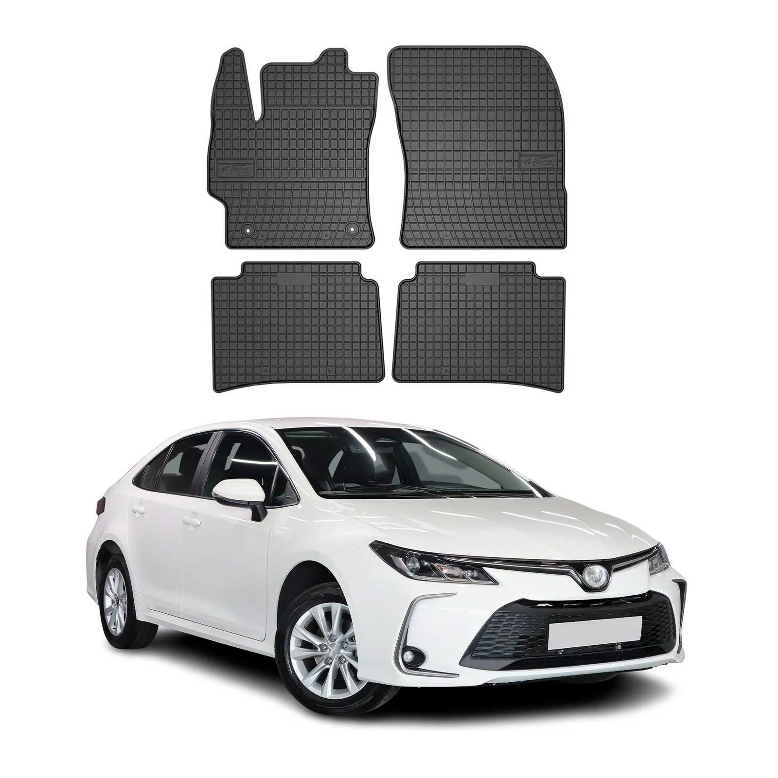 Tapis de sol Toyota Corolla caoutchouc noir idéal pour sorties nature 2019-2025