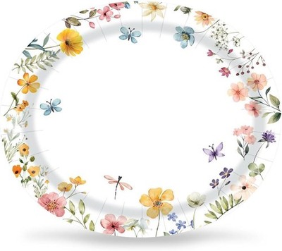 Wildflower Oval Paper Plates - Lar Floral Flower Disposable Party Plates