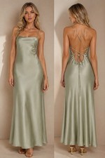 Show Me Your Mumu Dani Slip Dress Womens XL Moss Green Luxe Satin Square Neck