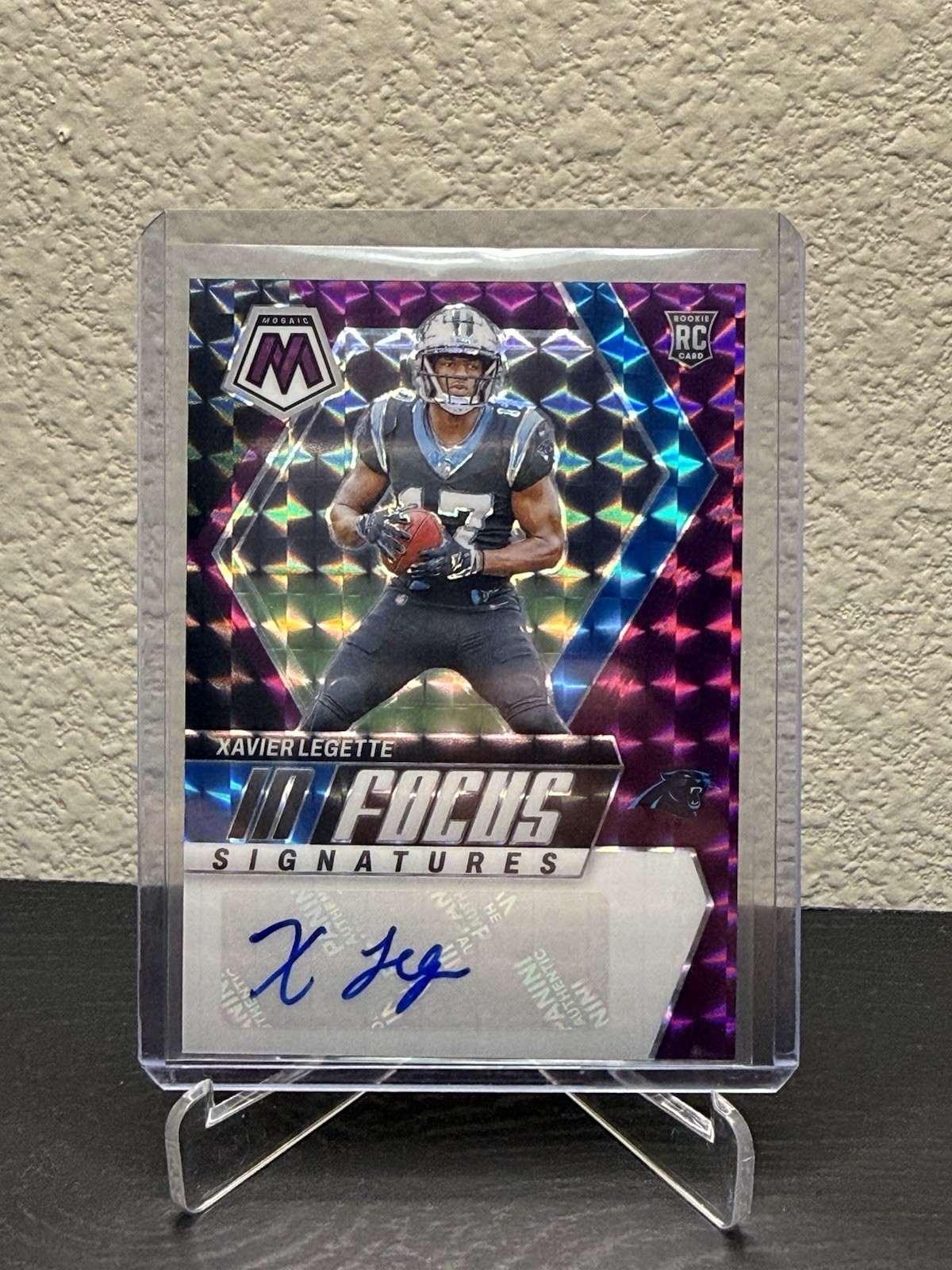 2024 panini mosaic Xavier Legette in focus signature RC purple mosaic /49