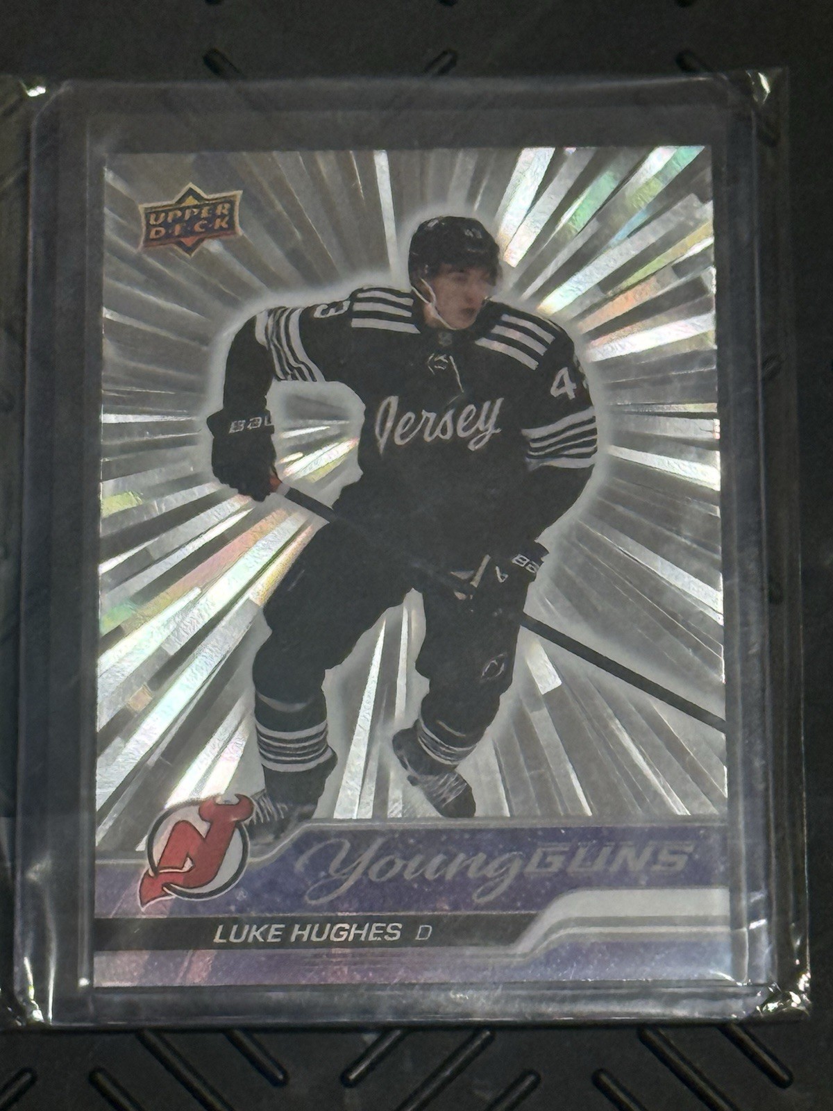 2023-24 Upper Deck Series 1 - Young Guns Luke Hughes #248 Outburst Silver (RC)