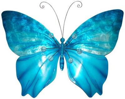 Eangee Butterfly 18'' Wide Sea Blue Capiz Shell Wall Decor