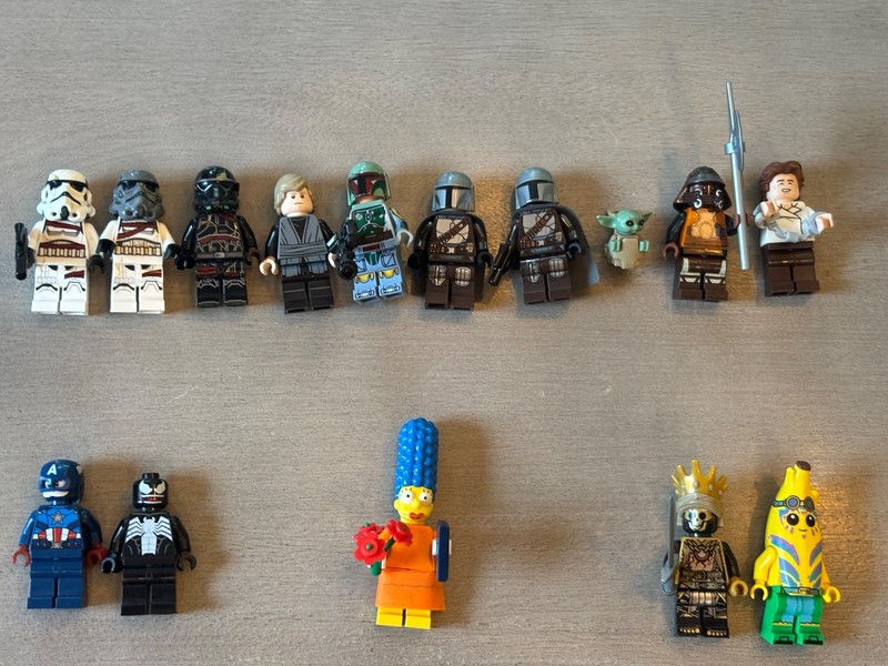 Lego Minifigure lot of 15: including Star Wars, The Simpson, Marvel, & Fortnite 
