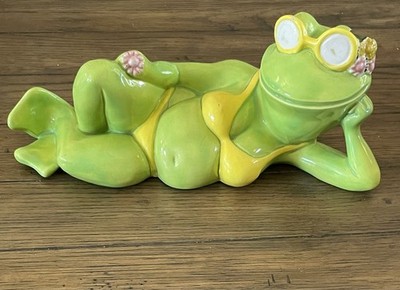 Rare Vintage 1970's Kermit The Frog In Bikini Muppets 12.5'' Ceramic Art Figure
