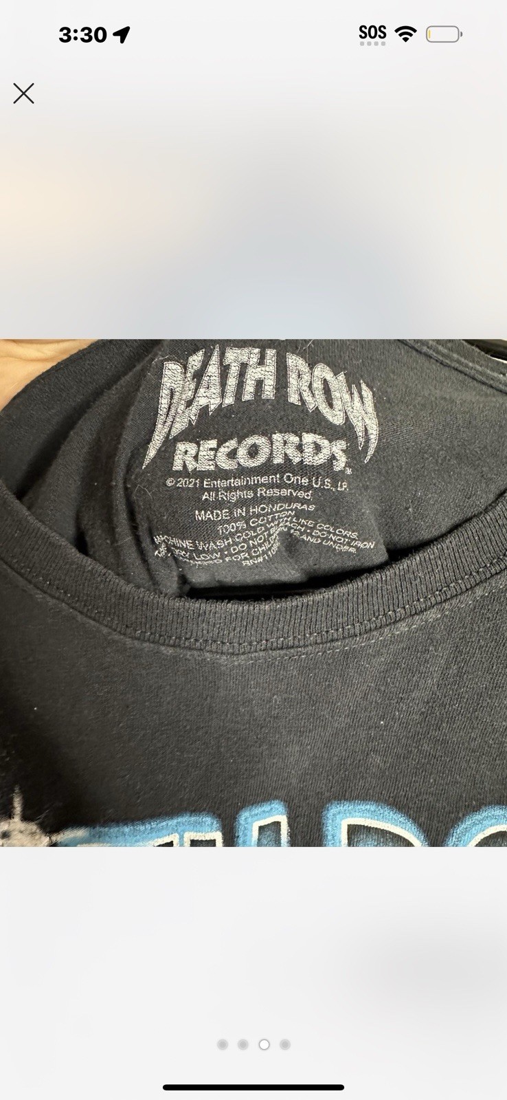 FILA T shirt nera da uomo Death Row Records Lightning taglia large maglietta grafica rapper