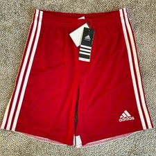 NWT Adidas Youth Girls Soccer Shorts - YOUTH Large - Red White Striped