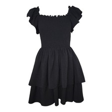 Express Dress Womens Size M Medium Black Classic Minimalist Tiered LBD Smocked