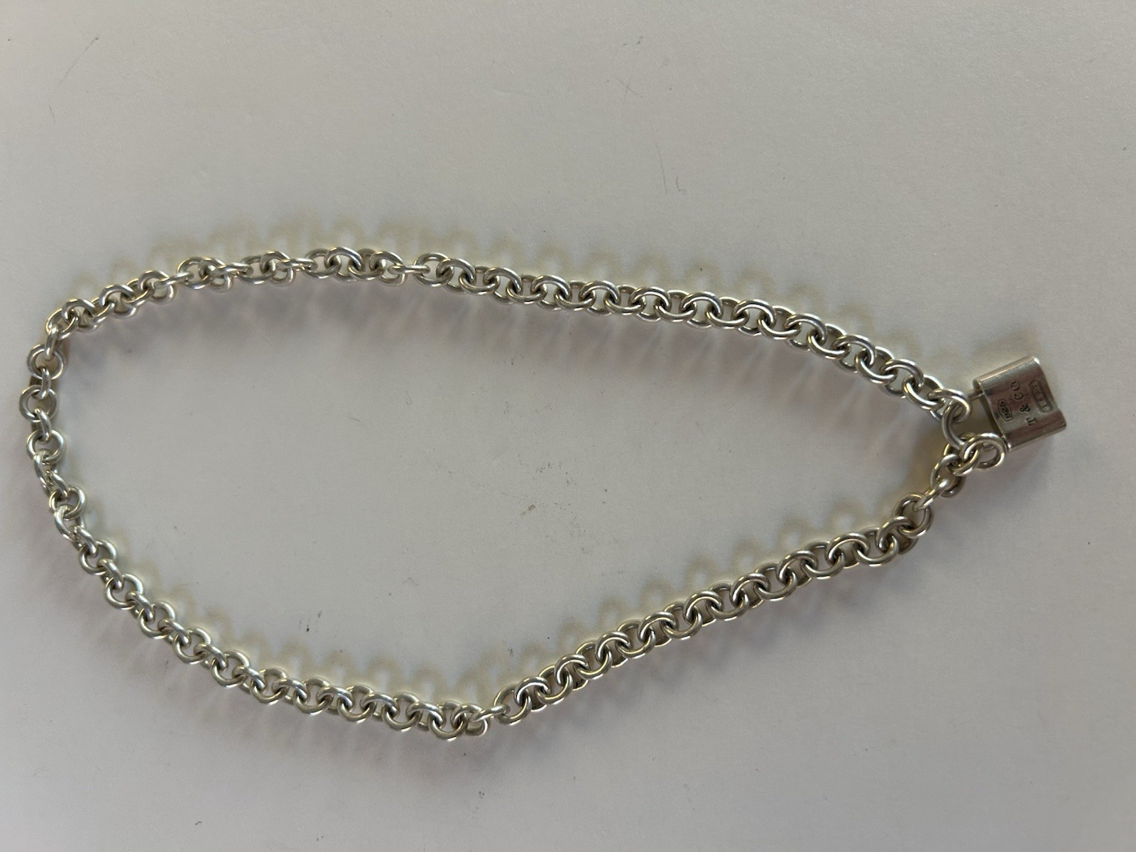 Tiffany & Co Necklace 1837 With Lock Pendant 16 Inch Sterling Silver