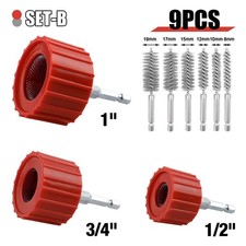 3/9Pc Copper Pipe Cleaning Brush Set 15-28mm Plumbing Deburring Tool Kit UK