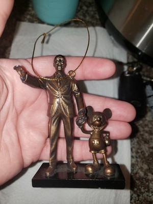 Disney Partners Walt & Mickey Holding Hands Ornament Bronze Look