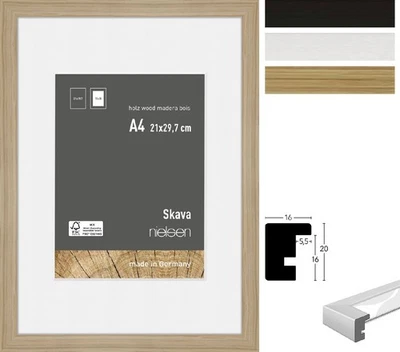 Nielsen Holz-Bilderrahmen Skava 13x18 cm bis 70x100 cm mit Passepartout - Bild 1 von 4