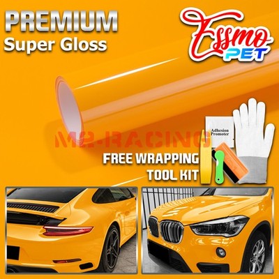 ESSMO PET Super Gloss Papaya Orange Vehicle Vinyl Wrap Decal Sheet Like Paint