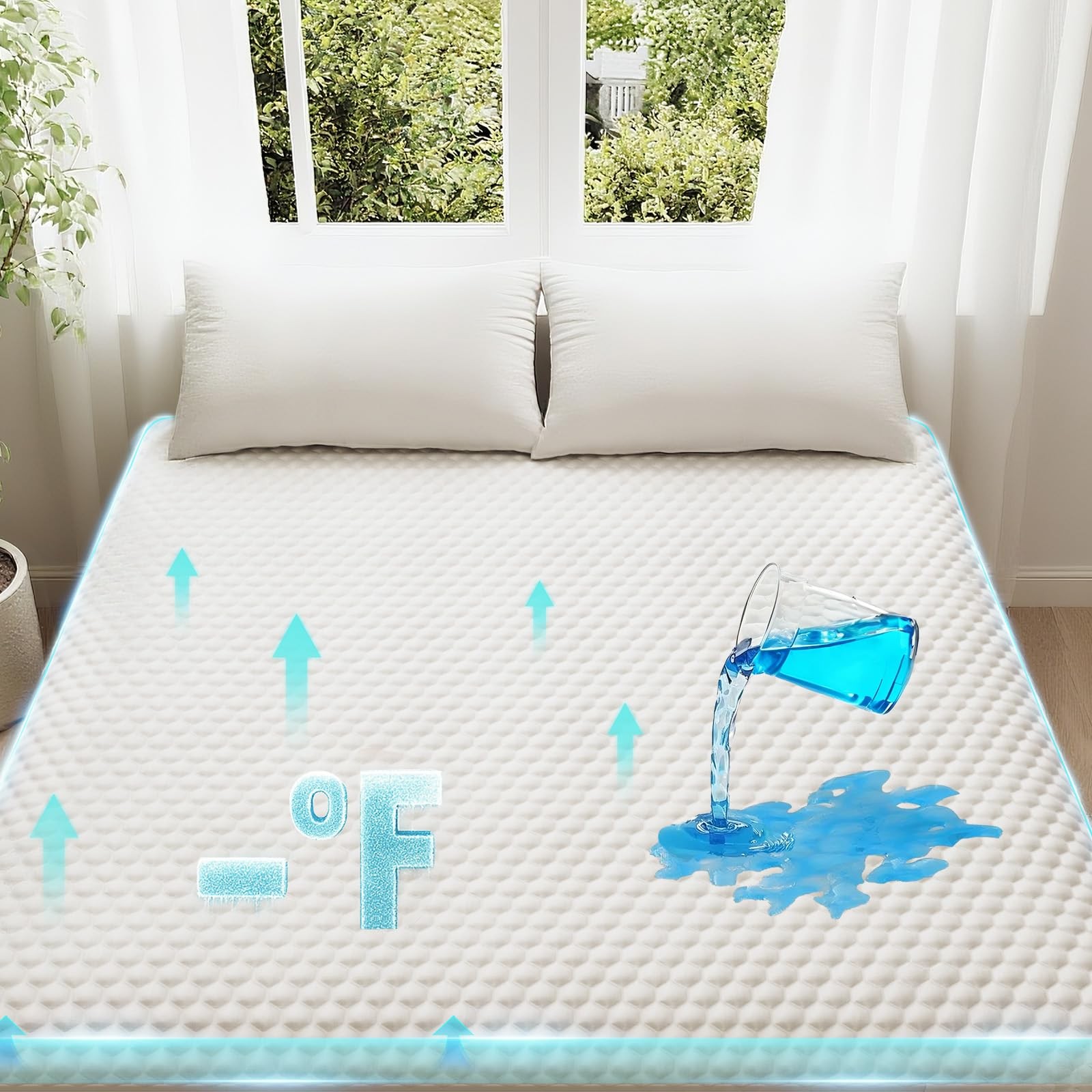 100% Waterproof Mattress Protector, Full Size Mattress Pad, Fits 6"-20" Mattr...