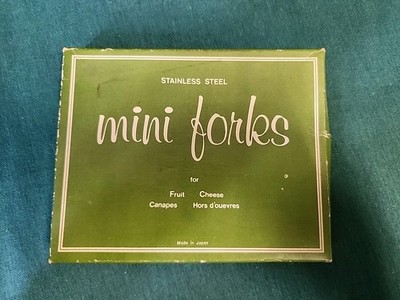Vintage Mini Forks For Cheese, Fruit etc. Full 12 Set Stainless. Japan