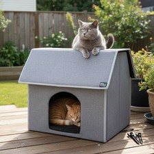 Large Weatherproof Outdoor Cat House - Insulated Shelter, Easy Assembly 17.1"