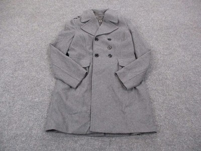 Armani Exchange Jacket Women L Gray Wool Blend Heavy Preppy Coat Overcoat Sailor