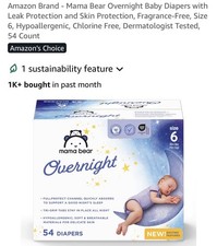 Amazon Brand - Mama Bear Overnight Disposable Baby Diapers, Hypoallergenic, S...