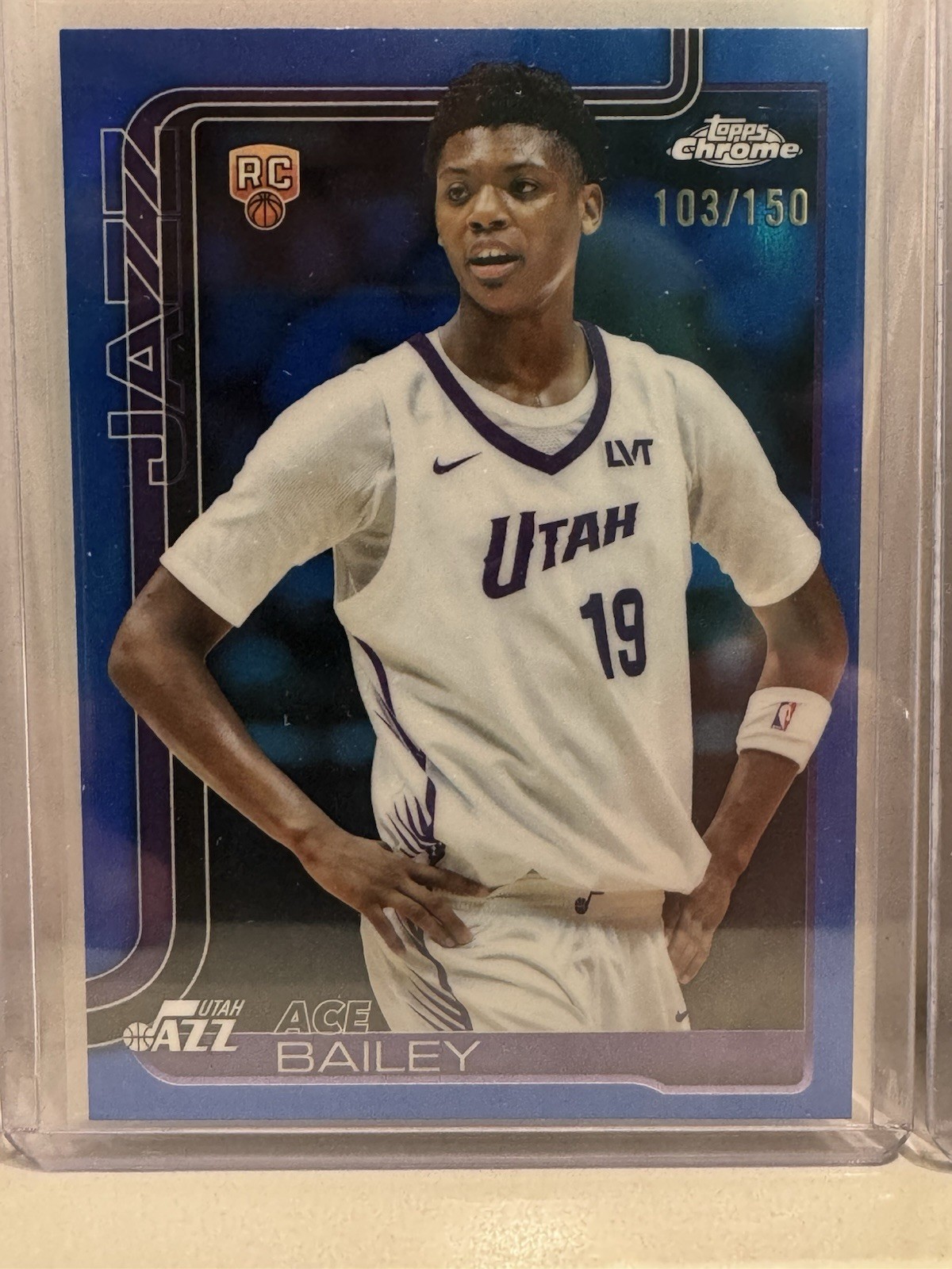 2025-26 Topps Chrome Ace Bailey #255 True Blue Refractor Rookie RC /150 Jazz 📈