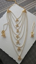 Indian jewellery set necklace mala earrings jhumkis rani haar wedding Bollywood 