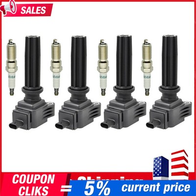 4PCS Ignition Coil & Spark Plug For 2012-2017 Ford Focus Edge Escape UF670 DG546