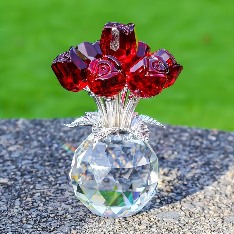 Eternal Crystal Rose Gift Artificial Glass Rose Bouquet Vale