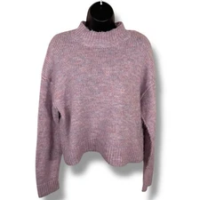 Large Jessica Simpson Pink Fuzzy Knit Cropped Sweater Long Sleeve Comfortable