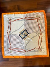 WOMEN'S ORANGE SILKY FEEL ABSTRACT PRINTED SQUARE SCARF - NEW IN PACKAGE