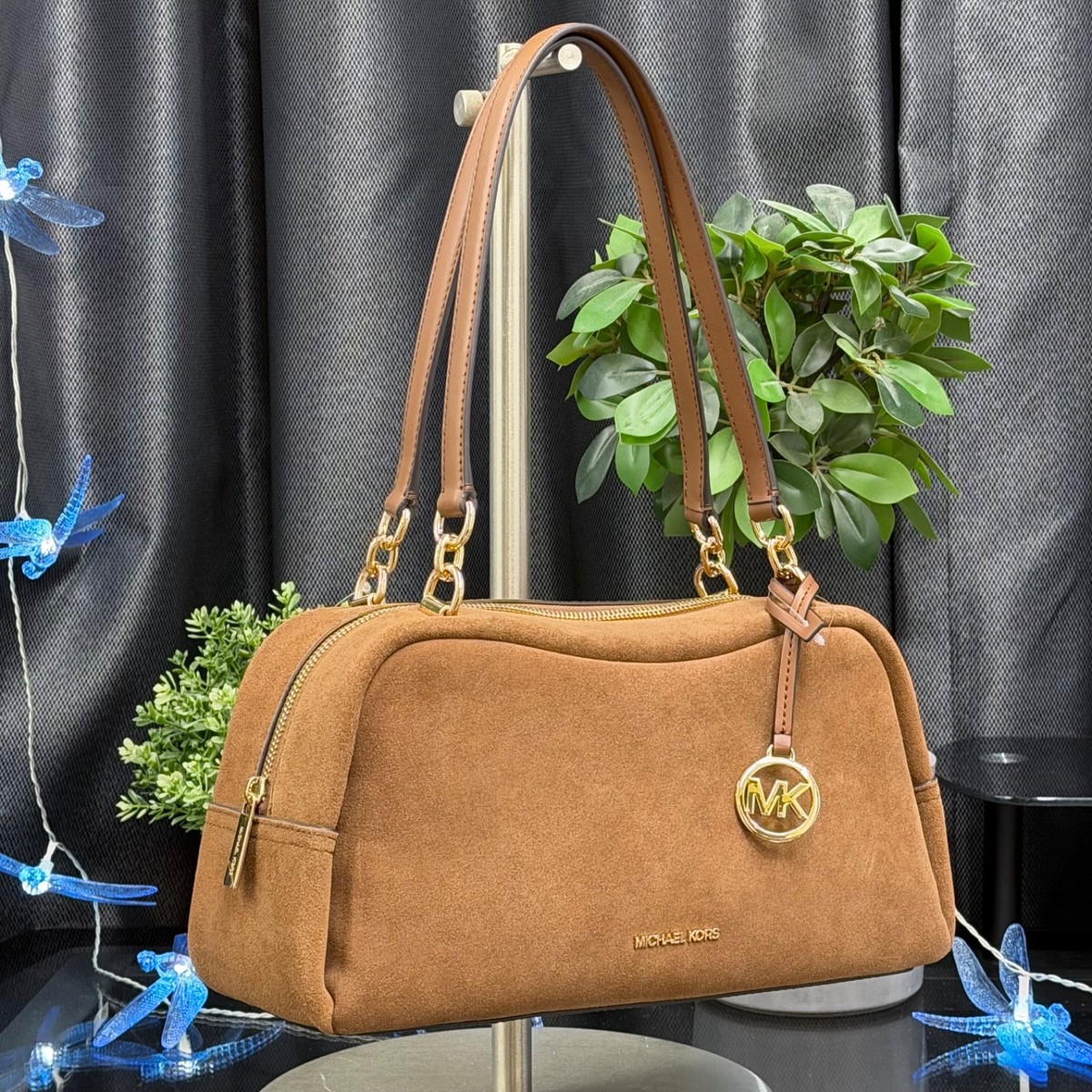 Michael Kors Cecily Suede Leather Purse MD Shoulder Bag Luggage | eBay