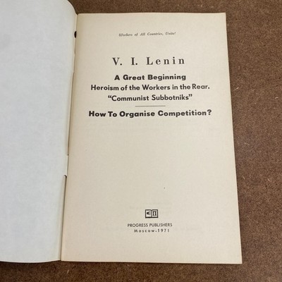 Lenin A Great Beginning How to Organise Competition USSR 1971